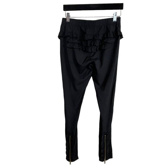 Gat Rimon Shyli Ruffles Women's Size 1 Black Front Zip Pants Ankle Zip Pull On - Picture 5 of 8